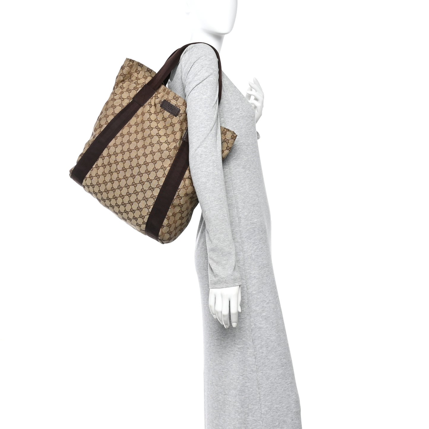 GG Monogram Medium Handle Vertical Tote Bag Dark Brown