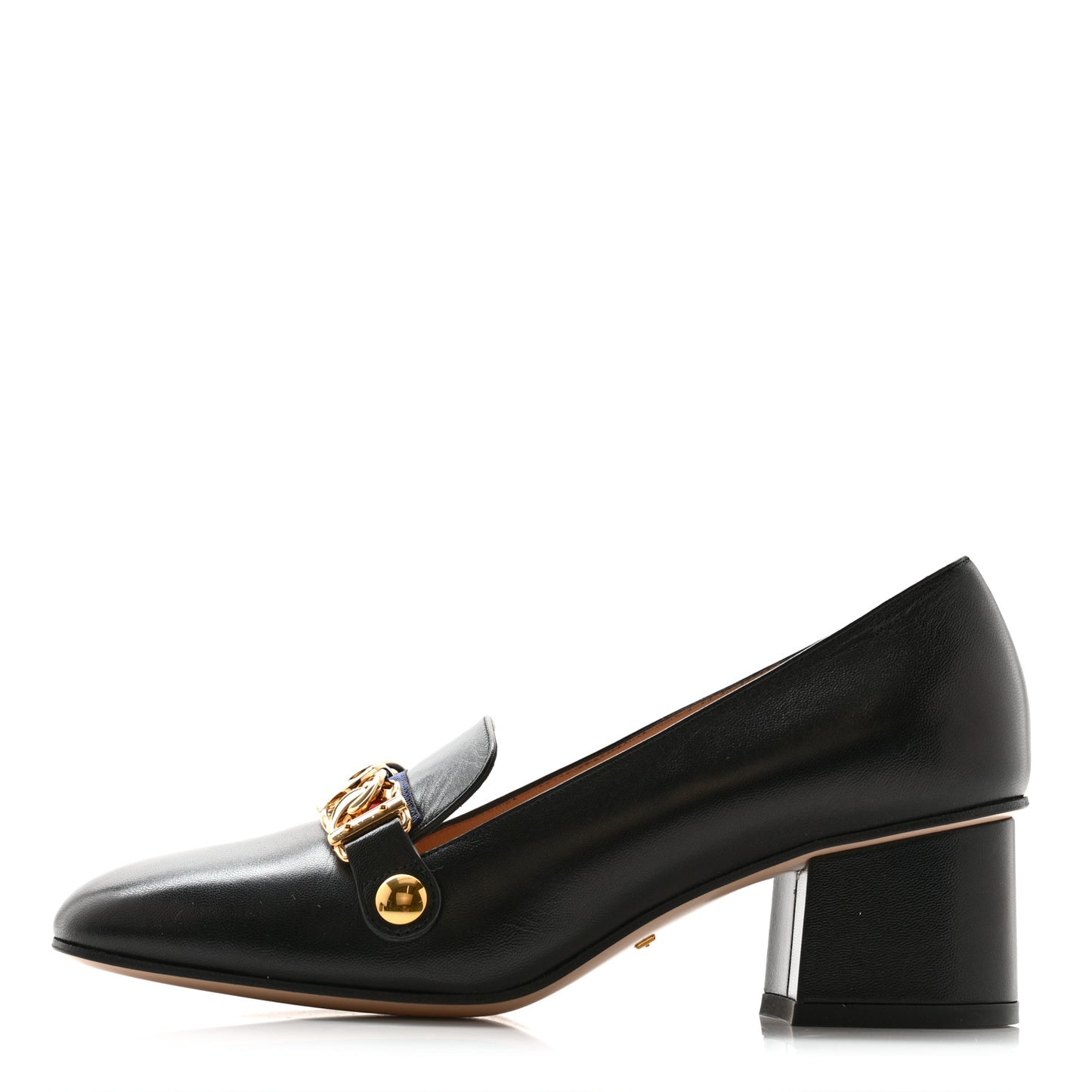 Malaga Kid Sylvie Web Chain Mid Heel Loafers 36.5 Black
