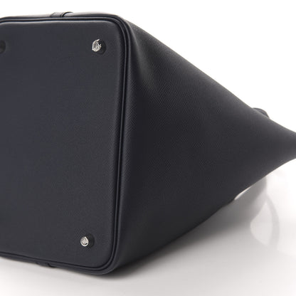 Hermes Epsom Tressage De Cuir Picotin Lock 22 MM Bleu Indigo Black Terre Battue 7 of 11