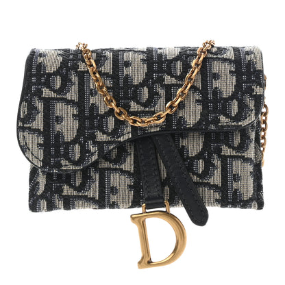 Christian Dior Oblique Nano Saddle Chain Pouch Blue 1 of 10