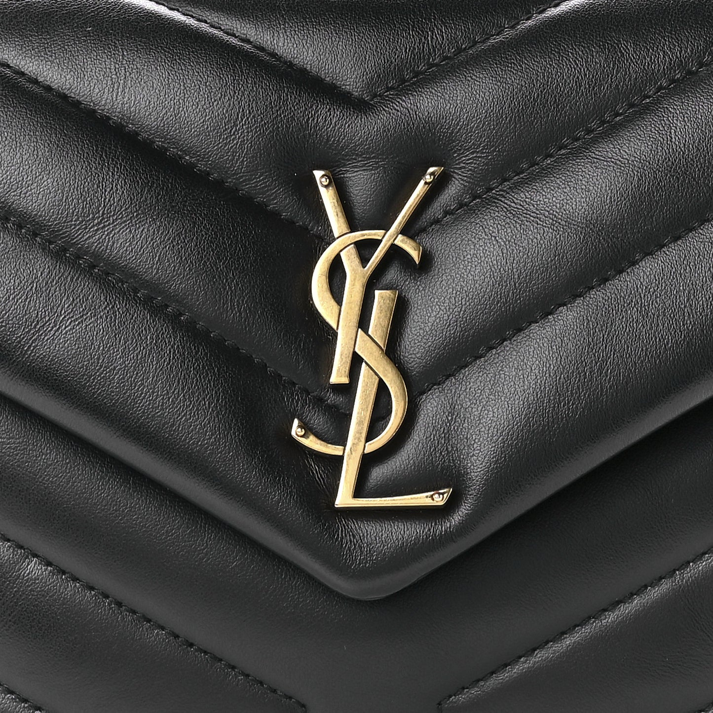 Calfskin Y Quilted Monogram Small Loulou Chain Satchel Black