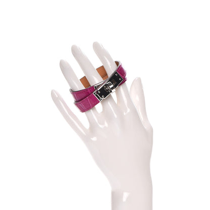 Hermes Shiny Alligator Kelly Double Tour Bracelet S Fuchsia 8 of 12