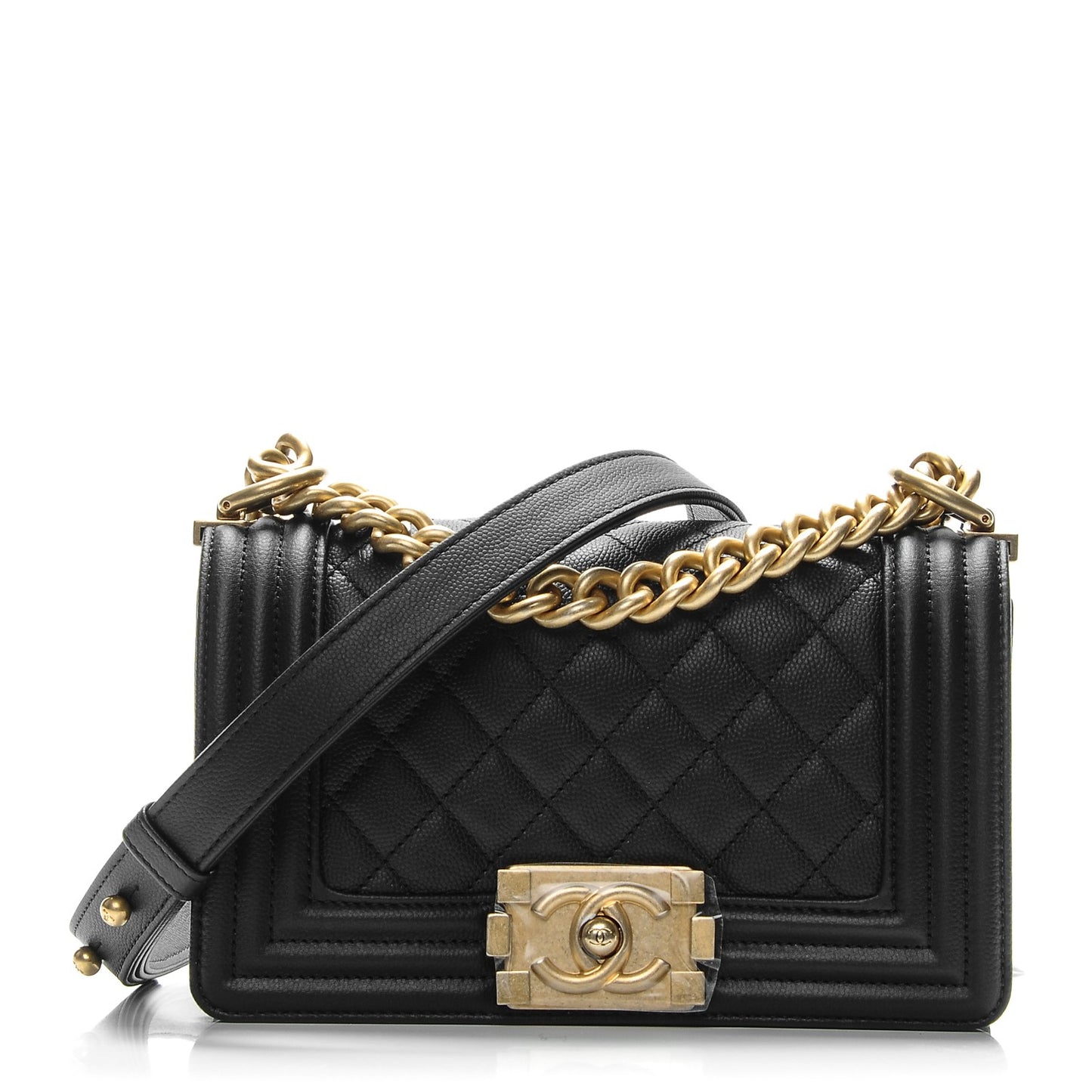 Caviar Quilted Small Boy Flap Black