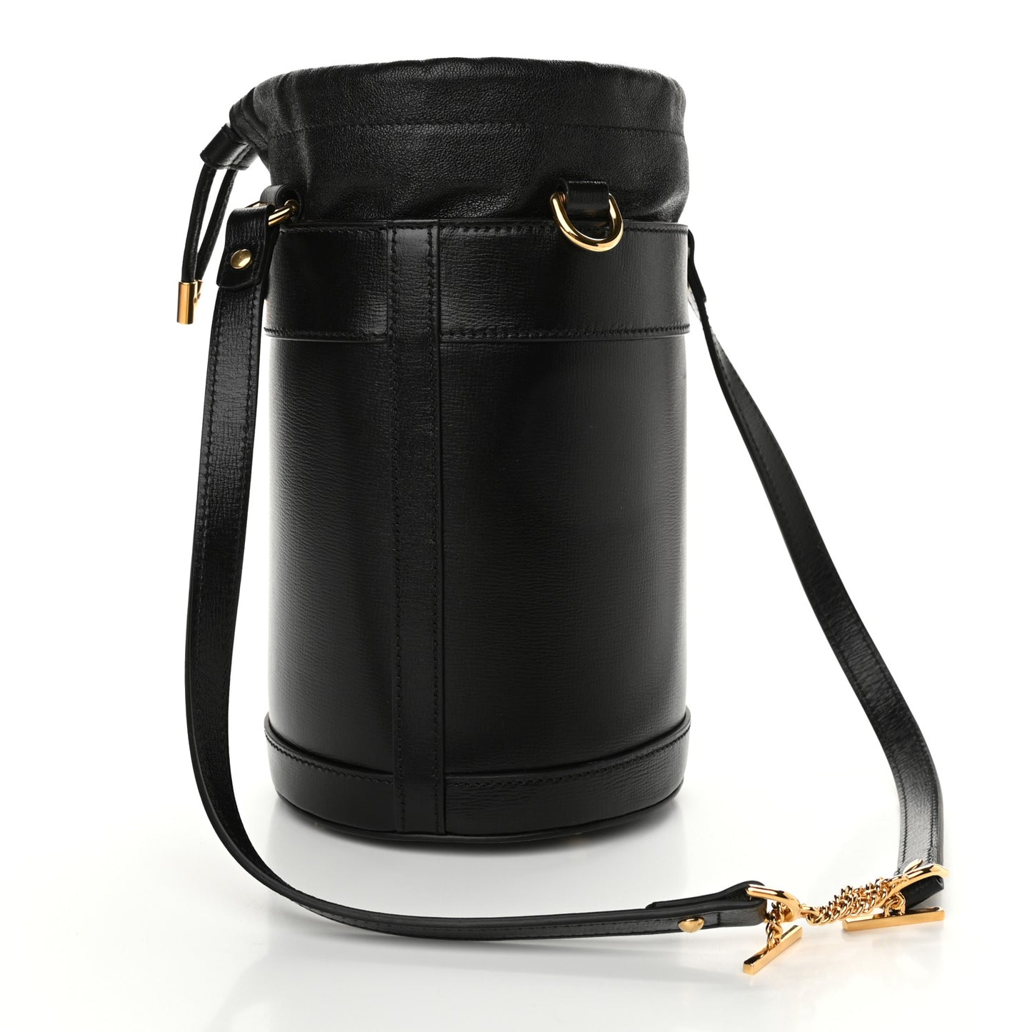 Azalea Sakai Calfskin Small Horsebit 1955 Drawstring Bucket Bag Black