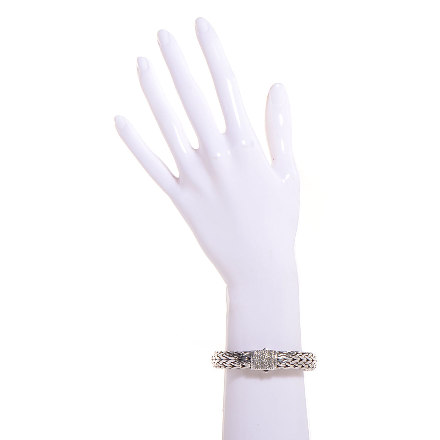 John Hardy Sterling Silver Diamond 11mm Classic Chain Bracelet 2 of 6