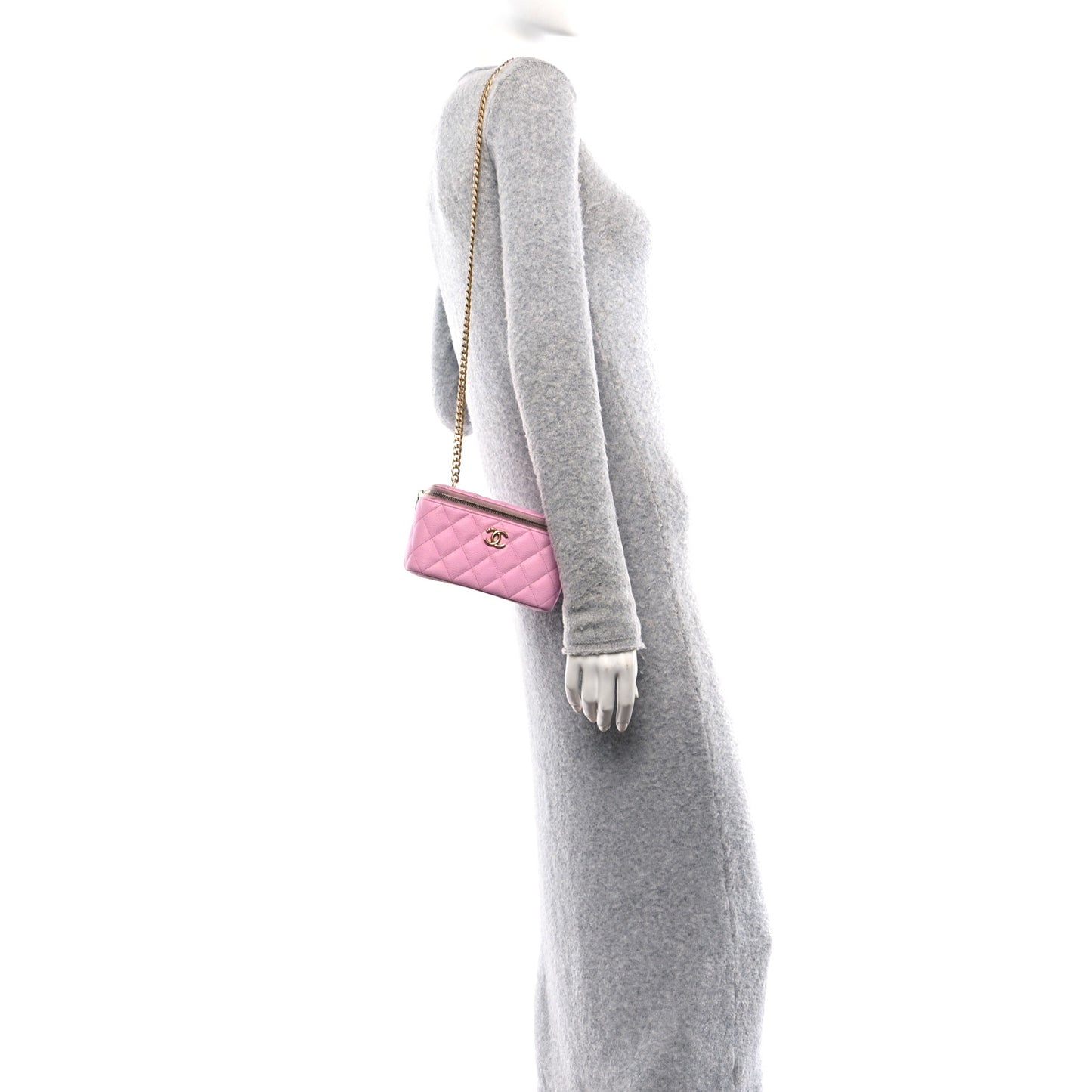 Caviar Quilted Sweetheart Vanity Case Pink