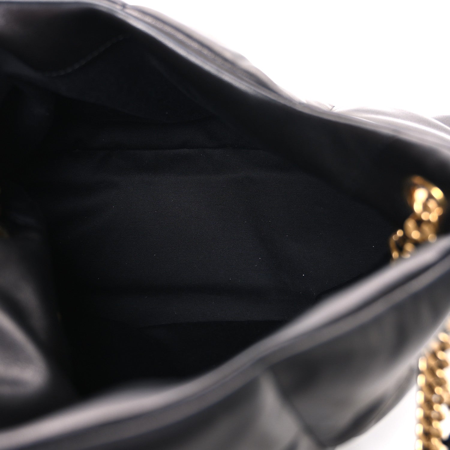 Saint Laurent Lambskin Quilted Medium Loulou Puffer Monogram Chain Satchel Black 5 of 10