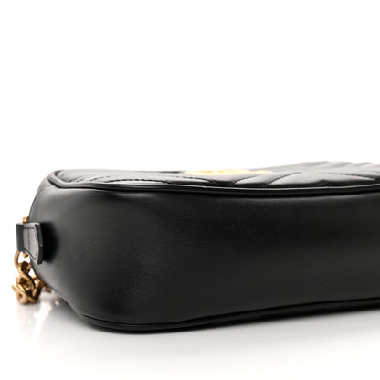 Gucci Calfskin Matelasse Small GG Marmont Chain Shoulder Bag Black 9 of 12