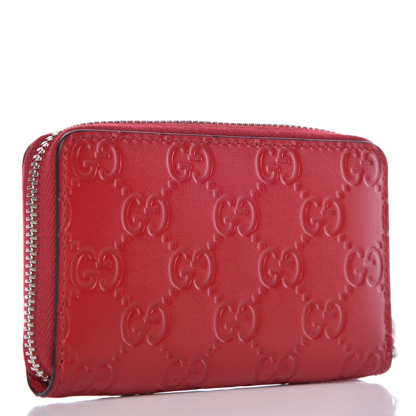 Guccissima Zip Around Card Case Red