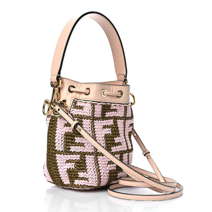 Fendi Raffia Vitello King F is Fendi FF Crochet Mini Mon Tresor Bucket Bag Natural Light Rose 3 of 8