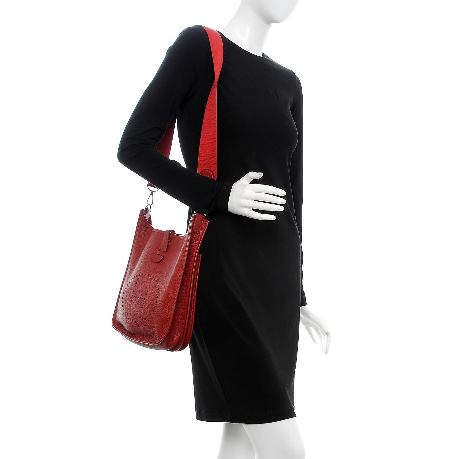 Hermes Taurillon Clemence Evelyne II PM Rouge Garance 2 of 9