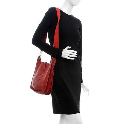 Hermes Taurillon Clemence Evelyne II PM Rouge Garance 2 of 9