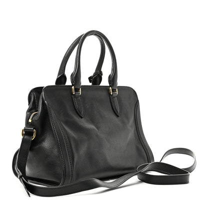 Alexander McQueen Pebbled Calfskin Small Skull Padlock Zip Around Tote Black 3 of 10