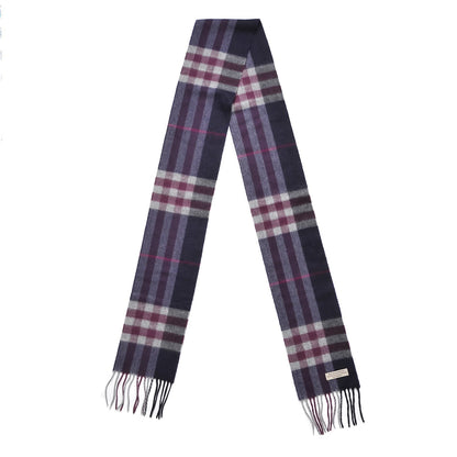 Burberry Cashmere Giant Check Fringe Scarf Purple 3 of 6
