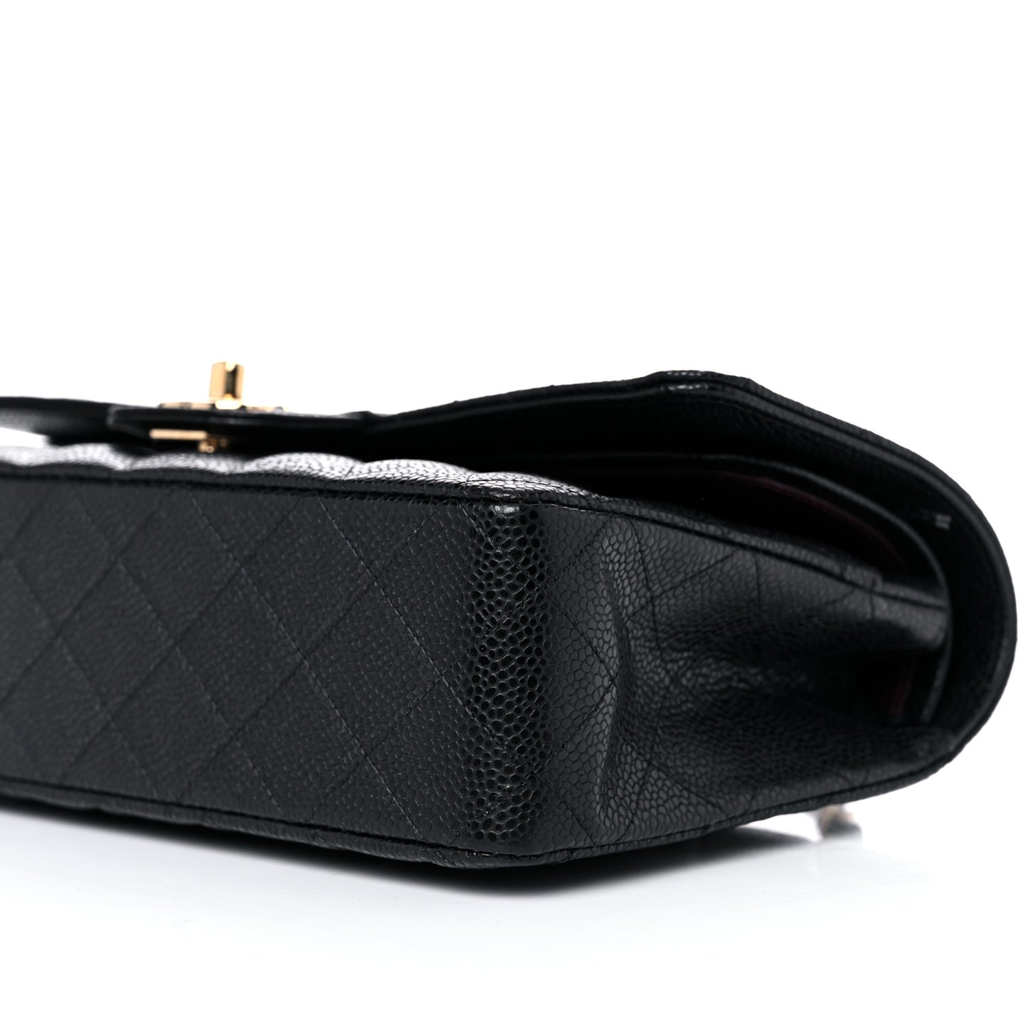 Caviar Quilted Medium Double Flap Black