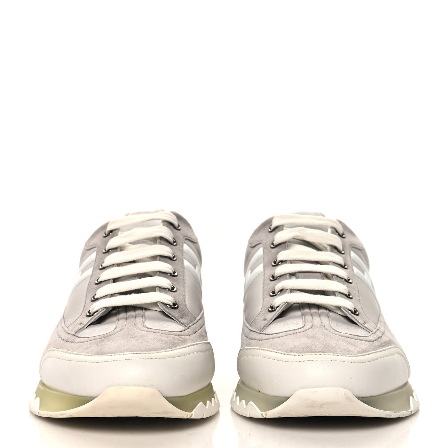 Suede Goatskin Mens Trail Sneakers 44.5 Gris White