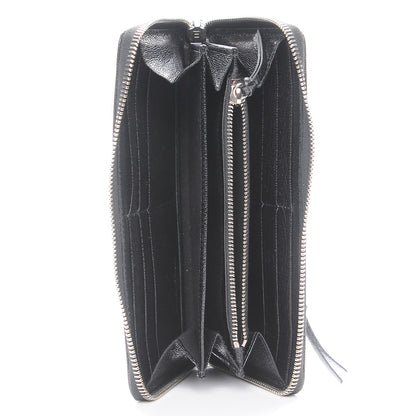 Balenciaga Chevre Silver Metallic Edge Hardware Zip Around Wallet Black 5 of 8
