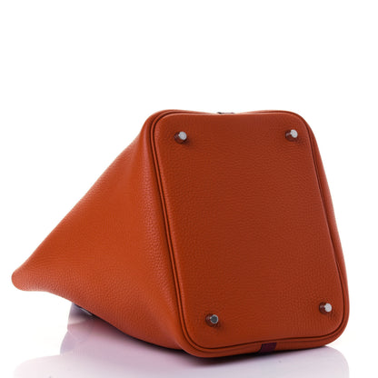 Hermes Taurillon Clemence Swift Eclat Picotin Lock 22 MM Orange Rouge Grenat 3 of 4