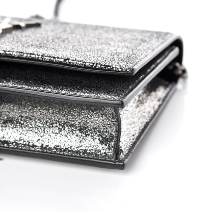 Saint Laurent Metallic Suede Star 3D Monogram Tassel Chain Wallet Acciaio Black 6 of 9