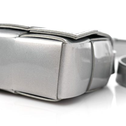 Bottega Veneta Metallic Patent Calfskin Maxi Intrecciato Extra Mini Cassette Crossbody Bag Silver 8 of 8