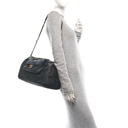 Chanel Grained Calfskin Lambskin Quilted Large Bowling Bag Black 2 of 10