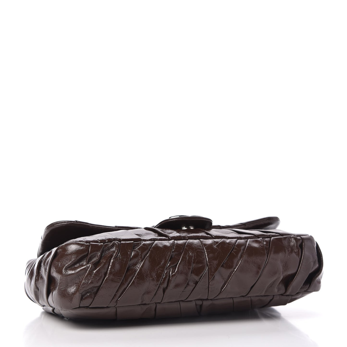 Glazed Calfskin Twisted Medium Flap Brown