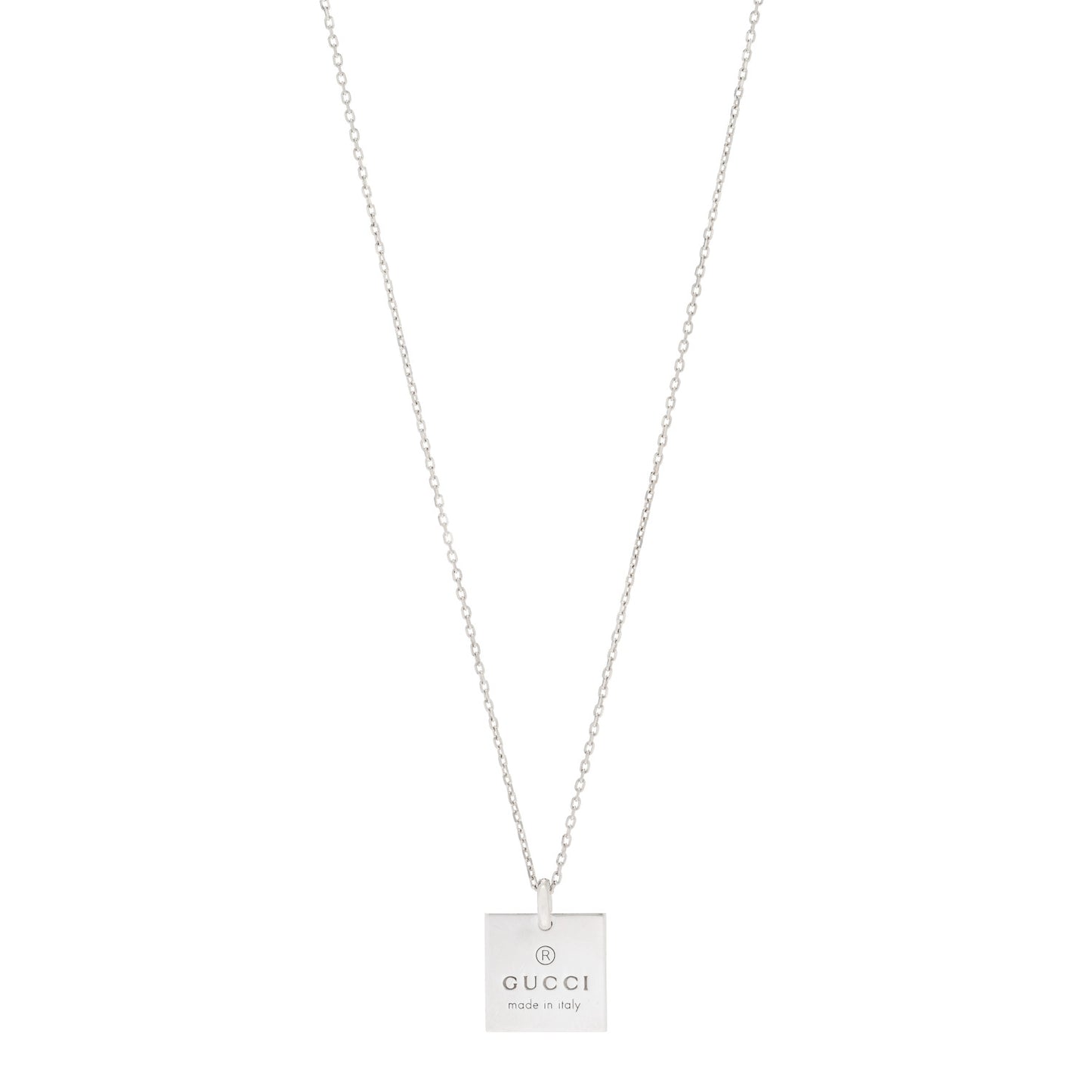 Sterling Silver Trademark Logo Square Pendant Necklace