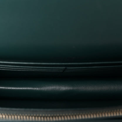 Saint Laurent Calfskin Crocodile Embossed Monogram Sunset Chain Wallet Dark Turquoise 5 of 10