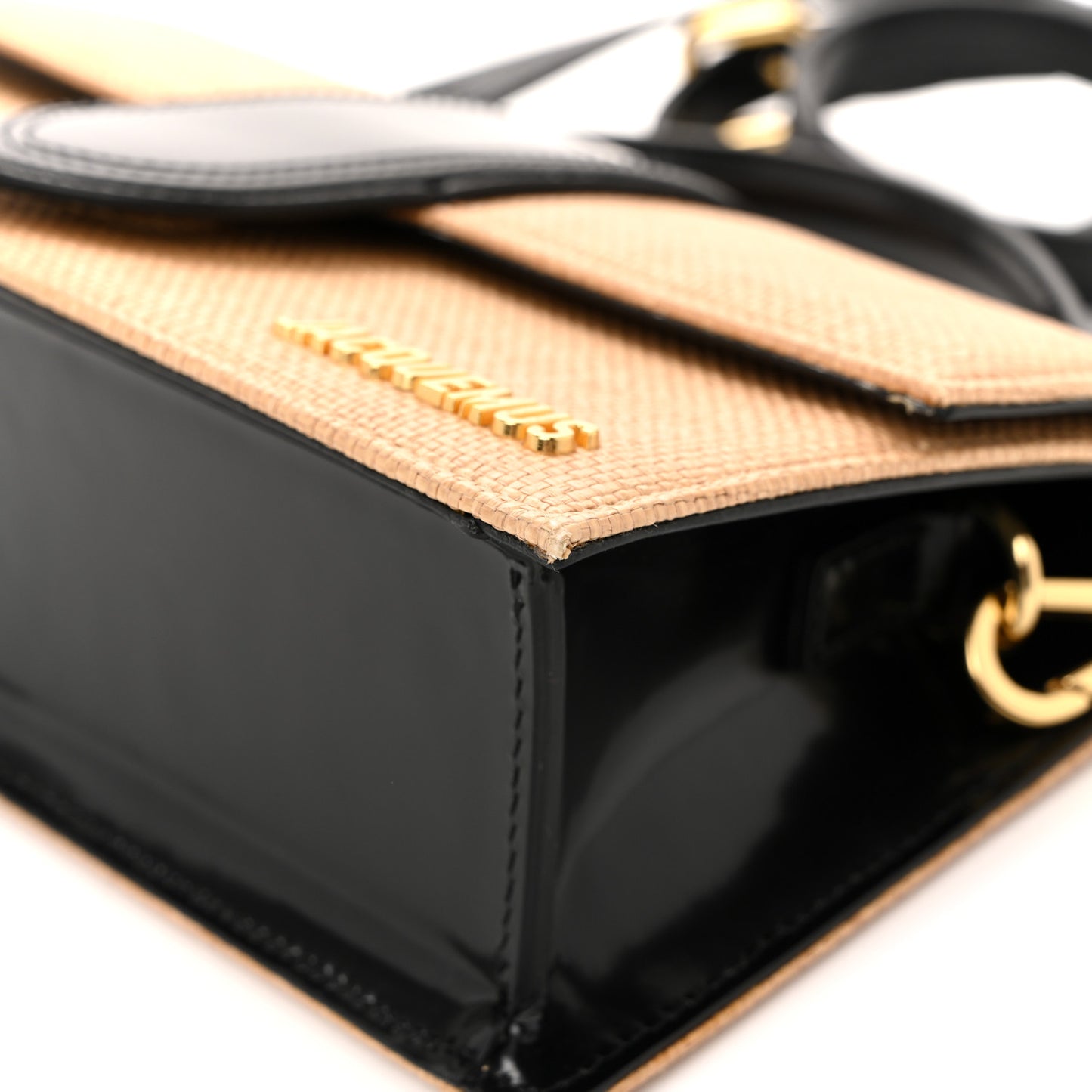 Raffia Smooth Calfskin Le Grand Bambino Natural Dark Brown