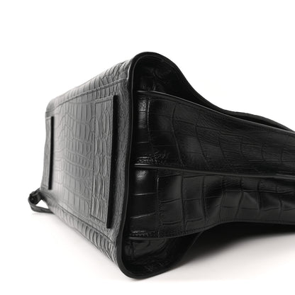 Saint Laurent Calfskin Crocodile Embossed Large Souple Sac De Jour Black 10 of 10