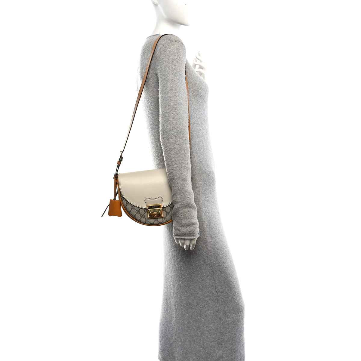 Gucci GG Supreme Monogram Calfskin Small Padlock Messenger Shoulder Bag Beige Mystic White Sun Oil 2 of 10