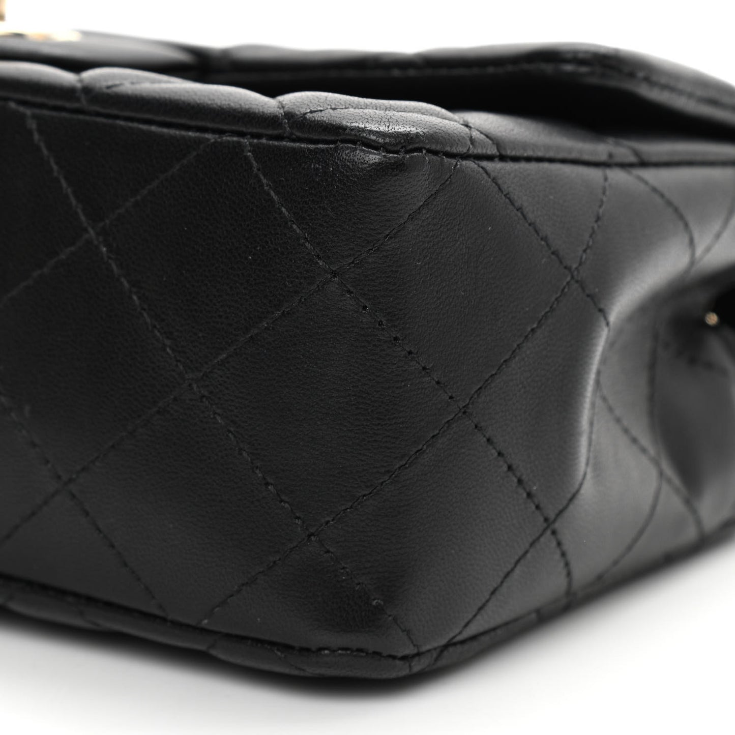 Lambskin Quilted Mini Rectangular Flap Black