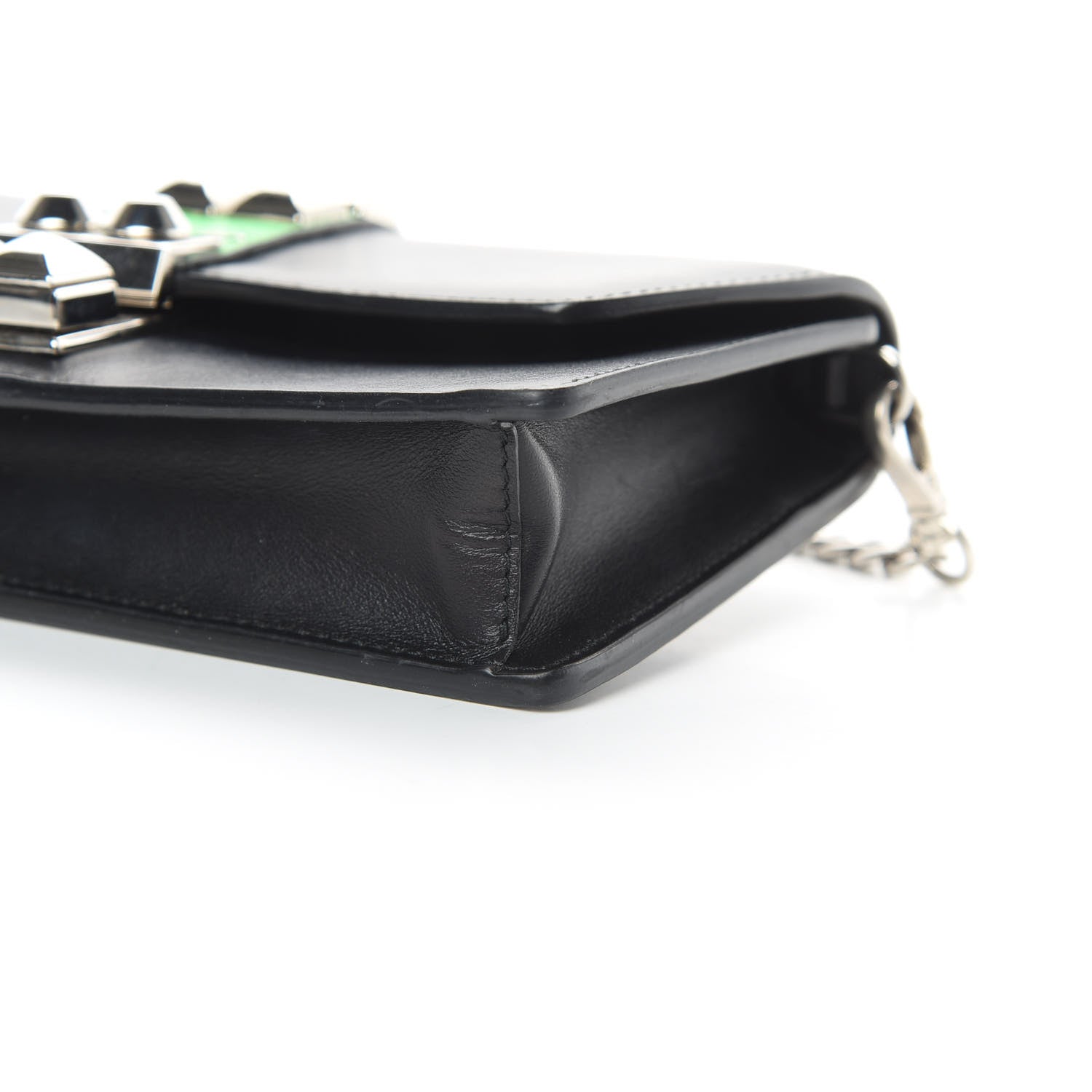 Prada City Calfskin Studded Mini Elektra Crossbody Bag Black Verde 10 of 15
