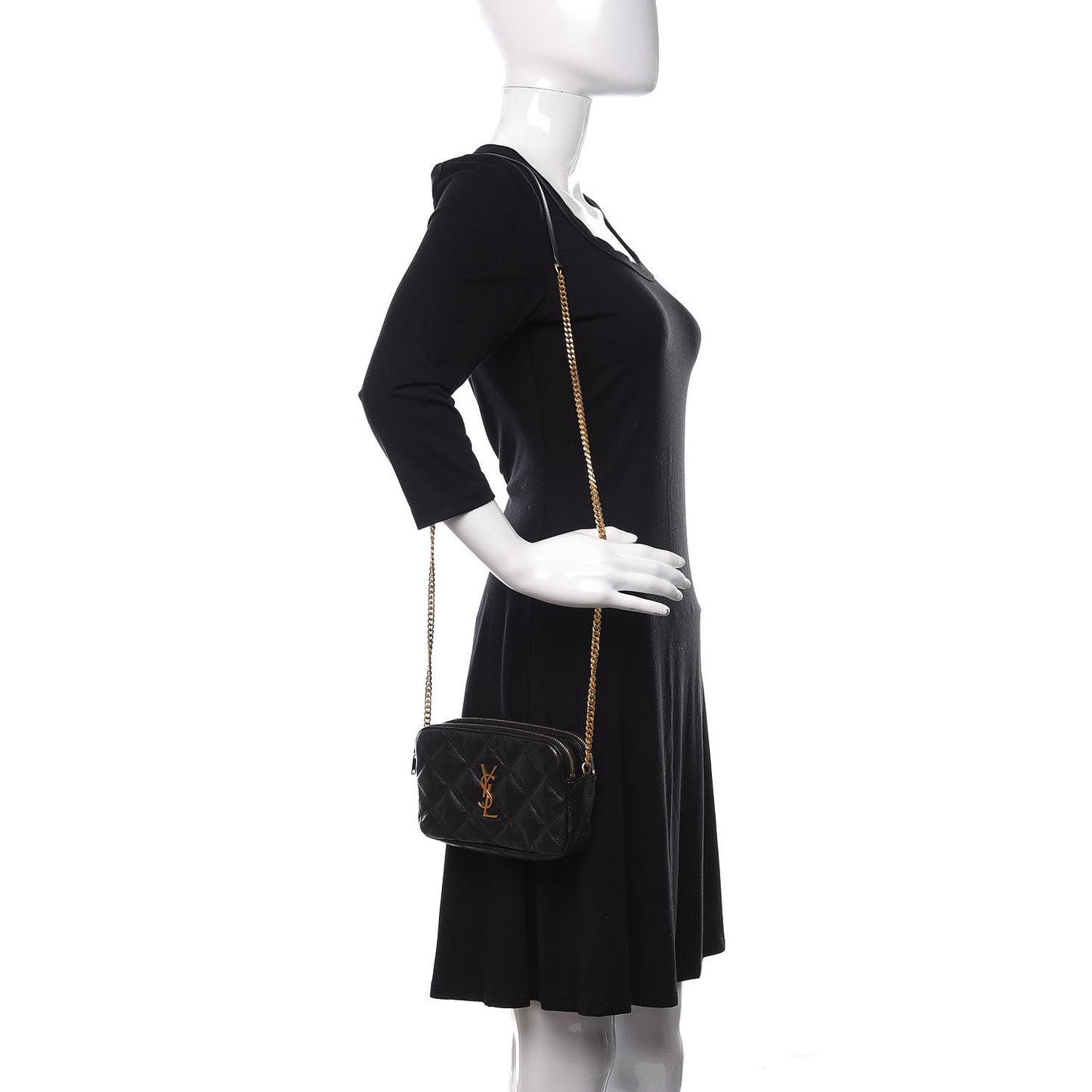 Grained Lambskin Quilted Mini Becky Double Zip Bag Black