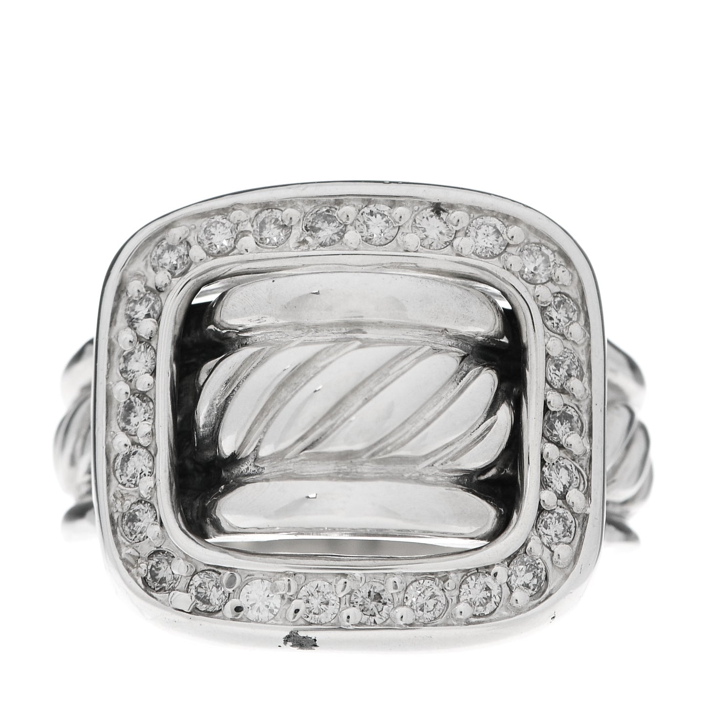 Sterling Silver Diamond Buckle Ring 52 6