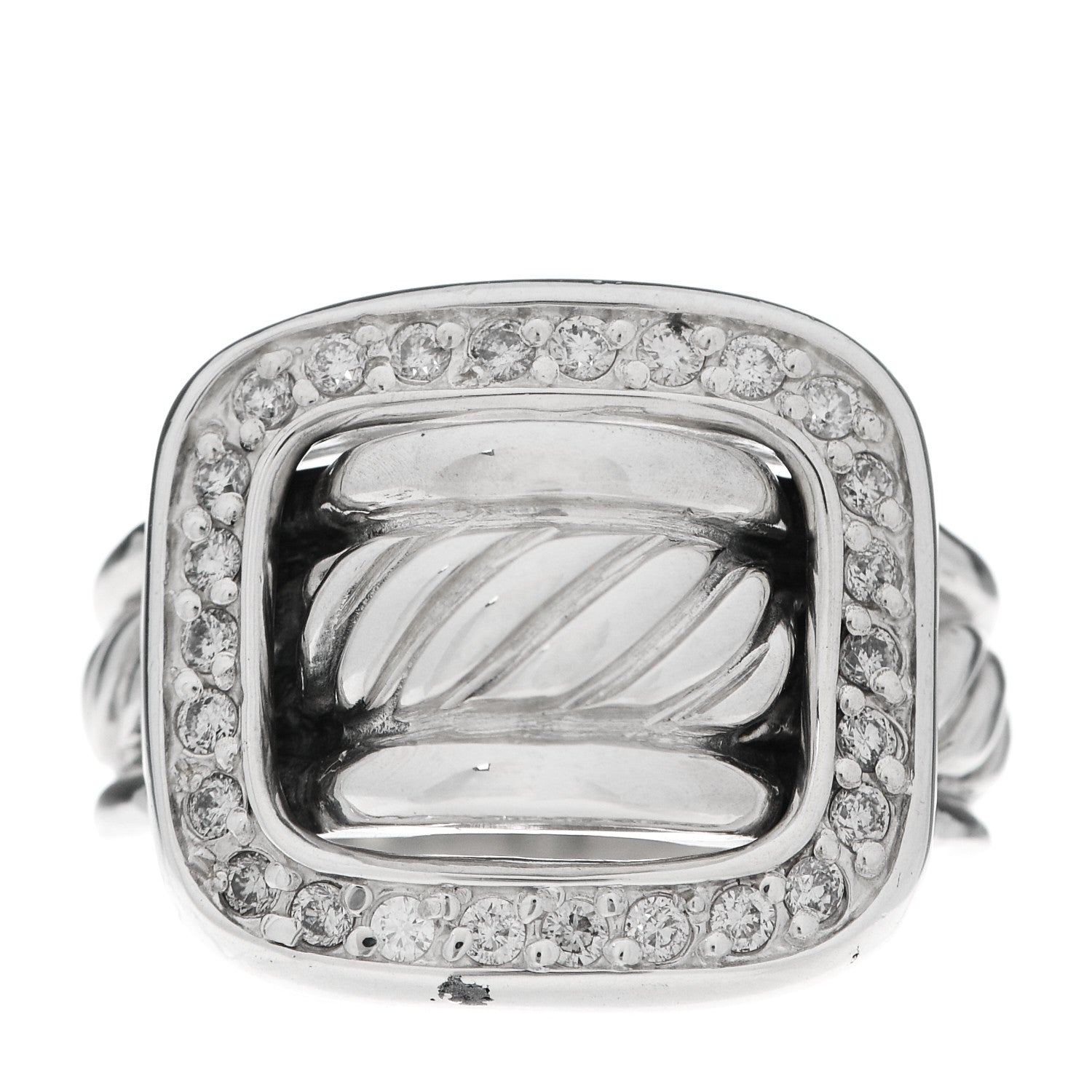 David Yurman Sterling Silver Diamond Buckle Ring 52 6 1 of 6
