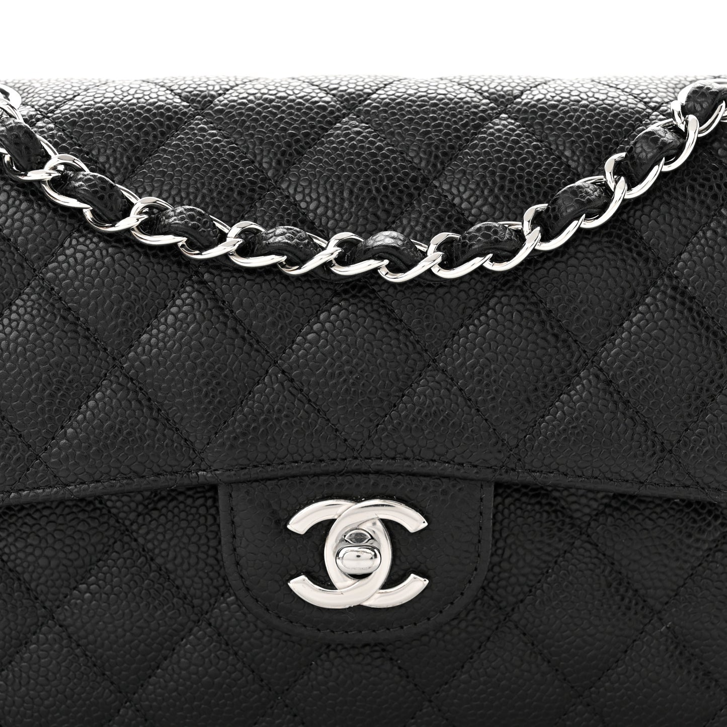 Caviar Quilted Small Double Flap Black