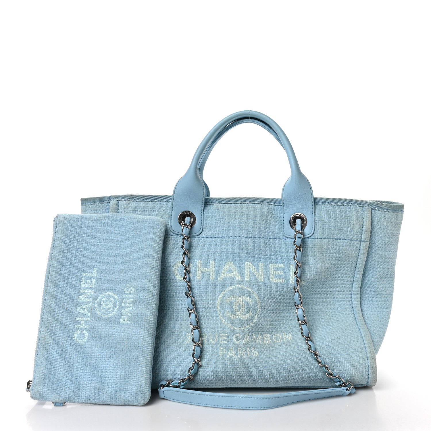 Chanel Mixed Fibers Small Deauville Tote Light Blue 3 of 13