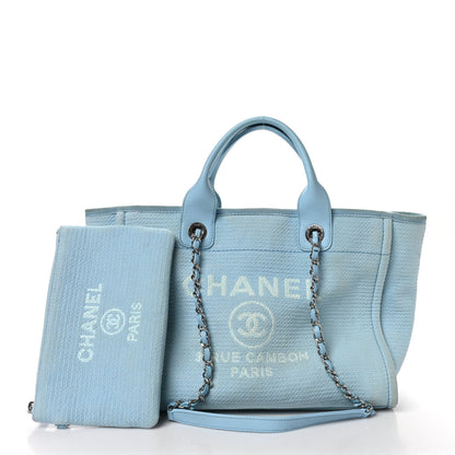 Chanel Mixed Fibers Small Deauville Tote Light Blue 3 of 13