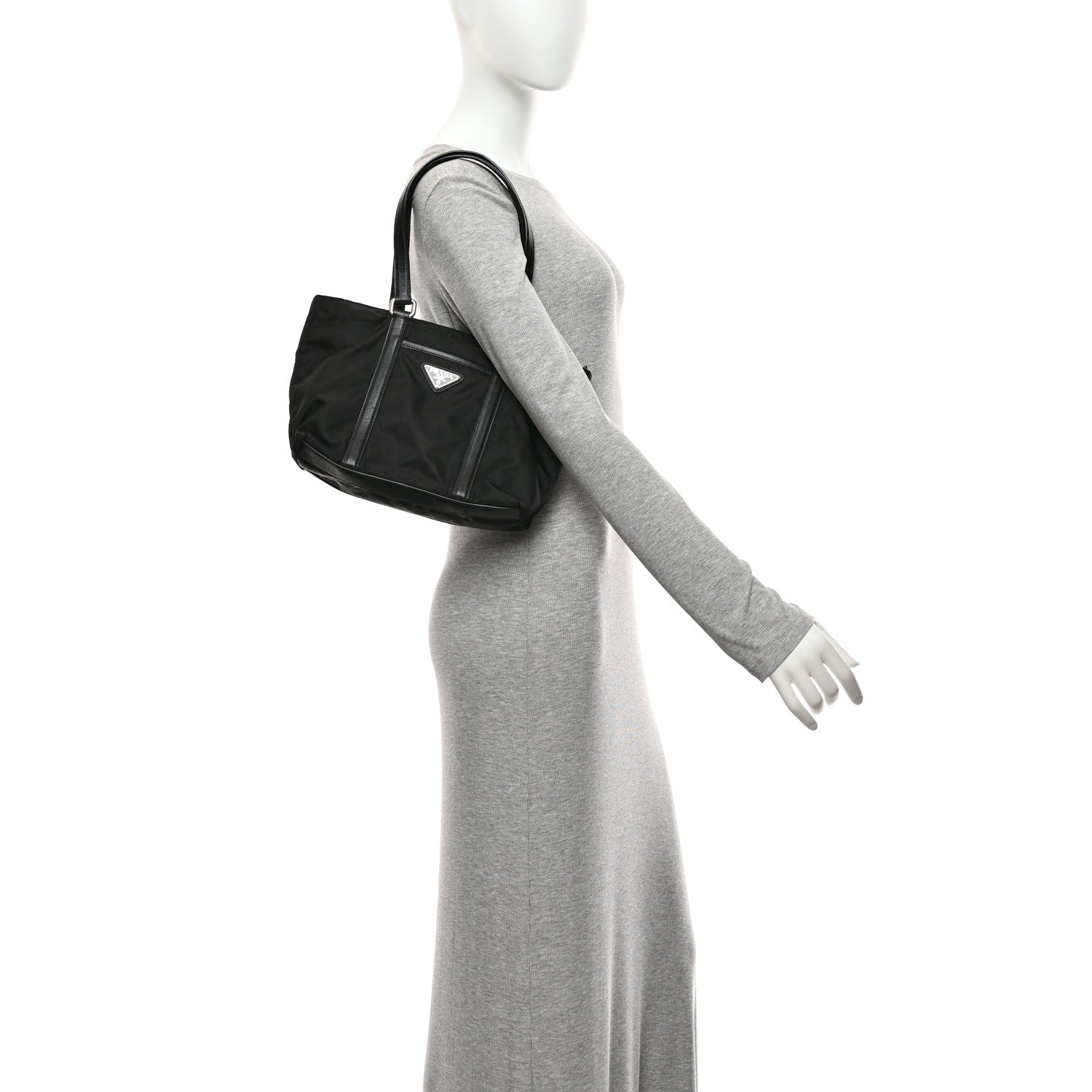 Prada Tessuto Nylon Saffiano Tote Black 2 of 10