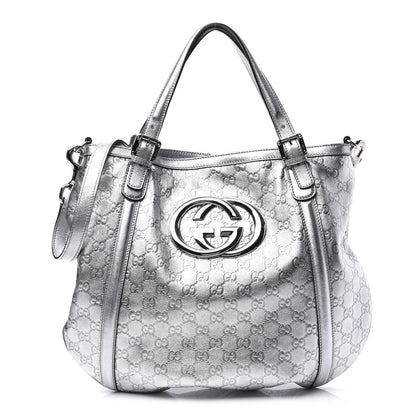 Gucci Metallic Guccissima Medium Britt Tote Silver 1 of 12