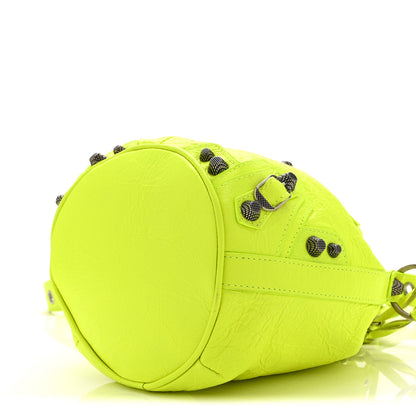 Balenciaga Agneau Arena Le Cagole Bucket Bag XS Fluo Yellow 10 of 10