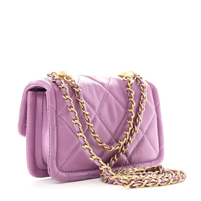 Chanel Shiny Lambskin Quilted Extra Mini Flap Purple 3 of 10
