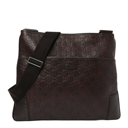 Gucci Guccissima Flat Messenger Bag Brown Dark Brown 1 of 11