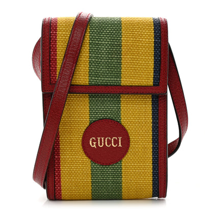 Gucci Canvas Marley Stripe Script Logo Mini Gucci 100 Crossbody Bag Red 1 of 9