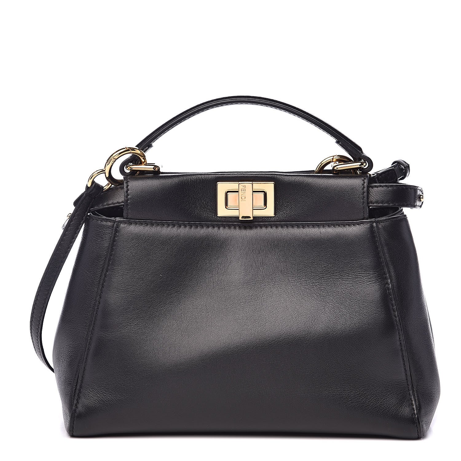 Fendi Nappa Mini Peekaboo Iconic Satchel Black 1 of 10