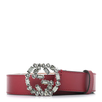 Gucci Calfskin Crystal Interlocking G Belt 90 36 Burgundy 1 of 4