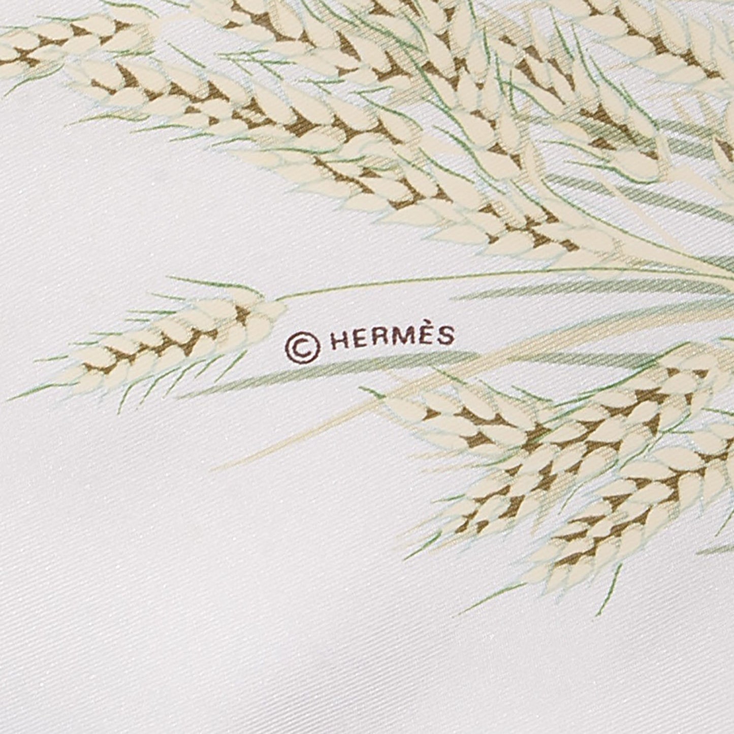 Silk Les Bles Scarf 90 Vert Blanc Creme