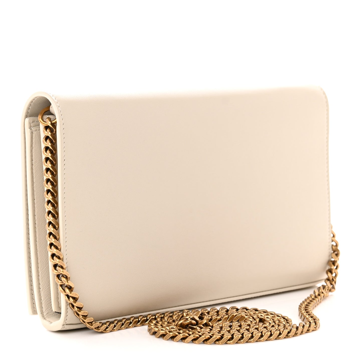 Smooth Calfskin Tri-Metal Cassandre Wallet On Chain WOC Crema Soft