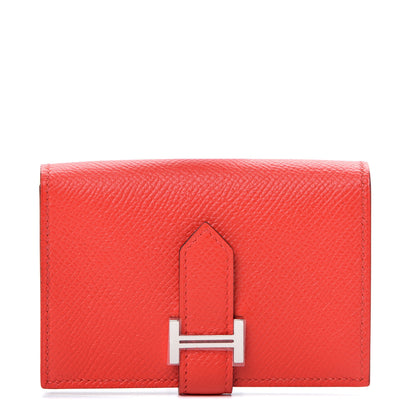 Hermes Epsom Bearn Card Holder Wallet Rouge de Coeur 1 of 7